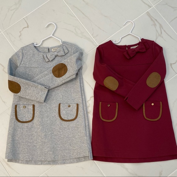 Hope and Henry Other - Hope & Henry NWOT Girl sz 4, Quilted Ponte Riding Dresses (Grey & Maroon)